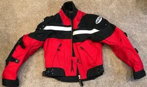 WOMENS JOE ROCKET MOTORCYCLE JACKET WITH REMOVABLE INSULATED JACKET, SIZE SMALL